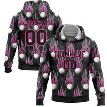 Laden Sie das Bild in den Galerie-Viewer, Uksn Individuelles Bestickt Schwarz Pink-Weiß 3D Flamme Golfball Sport Pullover Sweatshirt Hoodie
