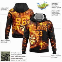 Laden Sie das Bild in den Galerie-Viewer, Uksn Individuelles Bestickt Schwarz Gold-Rot 3D Flamme Dartboard Sport Pullover Sweatshirt Hoodie
