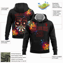 Laden Sie das Bild in den Galerie-Viewer, Uksn Individuelles Bestickt Schwarz Rot 3D Dartboard Sport Pullover Sweatshirt Hoodie
