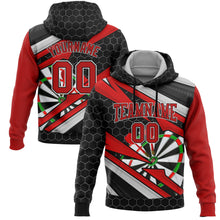 Laden Sie das Bild in den Galerie-Viewer, Uksn Individuelles Bestickt Schwarz Rot-Weiß 3D Dartboard Sport Pullover Sweatshirt Hoodie
