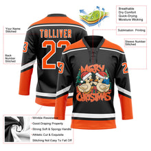 Laden Sie das Bild in den Galerie-Viewer, Uksn Individuelles Schwarz Orange-Weiß Lustige Weihnachten 3D Eishockey-Trikot mit Schnürkragen
