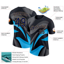 Laden Sie das Bild in den Galerie-Viewer, Uksn Individuelles Schwarz Marineblau-Altgold 3D Esports Funktions-T-Shirt
