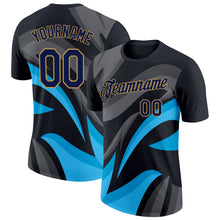 Laden Sie das Bild in den Galerie-Viewer, Uksn Individuelles Schwarz Marineblau-Altgold 3D Esports Funktions-T-Shirt
