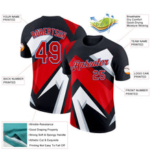 Laden Sie das Bild in den Galerie-Viewer, Uksn Individuelles Schwarz Rot-Royalblau 3D Esports Funktions-T-Shirt
