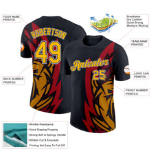 Laden Sie das Bild in den Galerie-Viewer, Uksn Individuelles Schwarz Gold-Marineblau 3D Esports Funktions-T-Shirt
