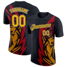 Laden Sie das Bild in den Galerie-Viewer, Uksn Individuelles Schwarz Gold-Marineblau 3D Esports Funktions-T-Shirt
