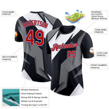 Laden Sie das Bild in den Galerie-Viewer, Uksn Individuelles Schwarz Rot-Royalblau 3D Esports Funktions-T-Shirt
