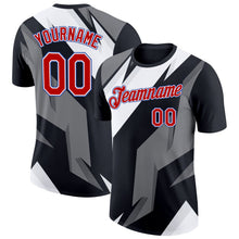Laden Sie das Bild in den Galerie-Viewer, Uksn Individuelles Schwarz Rot-Royalblau 3D Esports Funktions-T-Shirt
