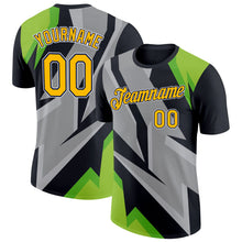 Laden Sie das Bild in den Galerie-Viewer, Uksn Individuelles Schwarz Gold Marineblau-Weiß 3D Esports Funktions-T-Shirt
