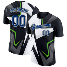 Laden Sie das Bild in den Galerie-Viewer, Uksn Individuelles Schwarz Royalblau-Weiß 3D Esports Funktions-T-Shirt
