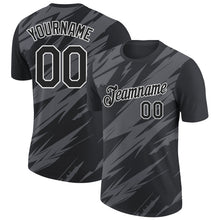 Laden Sie das Bild in den Galerie-Viewer, Uksn Individuelles Schwarz Stahlgrau-Weiß 3D Esports Funktions-T-Shirt
