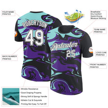 Laden Sie das Bild in den Galerie-Viewer, Uksn Individuelles Schwarz Eisblau-Violett 3D Esports Funktions-T-Shirt
