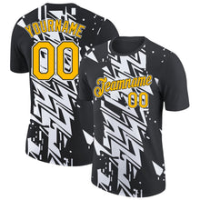 Laden Sie das Bild in den Galerie-Viewer, Uksn Individuelles Schwarz Gold-Weiß 3D Esports Funktions-T-Shirt
