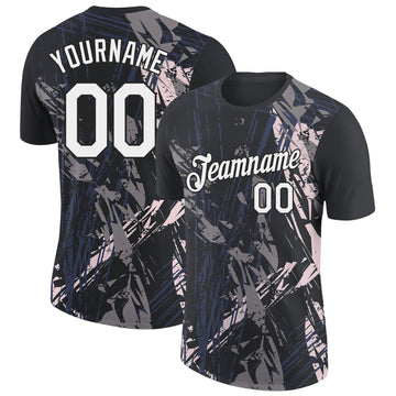 Uksn Individuelles Schwarz Weiß-Hellrosa 3D Esports Funktions-T-Shirt