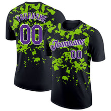 Laden Sie das Bild in den Galerie-Viewer, Uksn Individuelles Schwarz Violett-Neongrün 3D Esports Funktions-T-Shirt
