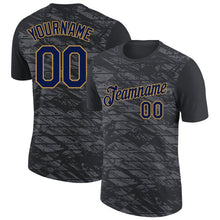 Laden Sie das Bild in den Galerie-Viewer, Uksn Individuelles Schwarz Marineblau-Altgold 3D Esports Funktions-T-Shirt
