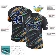 Laden Sie das Bild in den Galerie-Viewer, Uksn Individuelles Schwarz Marineblau Eisblau Schattenblau-Gold 3D Esports Funktions-T-Shirt
