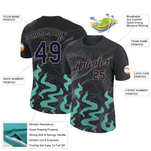 Laden Sie das Bild in den Galerie-Viewer, Uksn Individuelles Schwarz Marineblau Aqua Grau-Altgold 3D Esports Funktions-T-Shirt
