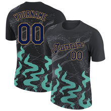 Laden Sie das Bild in den Galerie-Viewer, Uksn Individuelles Schwarz Marineblau Aqua Grau-Altgold 3D Esports Funktions-T-Shirt
