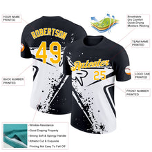 Laden Sie das Bild in den Galerie-Viewer, Uksn Individuelles Schwarz Gold-Weiß 3D Esports Funktions-T-Shirt
