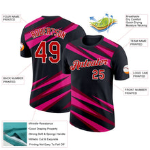 Laden Sie das Bild in den Galerie-Viewer, Uksn Individuelles Schwarz Rot Kastanienbraun-Hot Pink 3D Esports Funktions-T-Shirt

