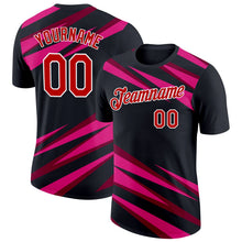 Laden Sie das Bild in den Galerie-Viewer, Uksn Individuelles Schwarz Rot Kastanienbraun-Hot Pink 3D Esports Funktions-T-Shirt
