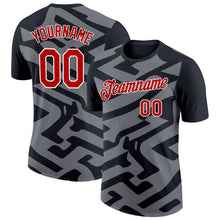 Laden Sie das Bild in den Galerie-Viewer, Uksn Individuelles Schwarz Rot-Stahlgrau 3D Esports Funktions-T-Shirt
