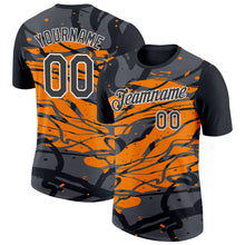 Laden Sie das Bild in den Galerie-Viewer, Uksn Individuelles Schwarz Stahlgrau-Bay Orange 3D Esports Funktions-T-Shirt
