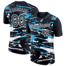 Laden Sie das Bild in den Galerie-Viewer, Uksn Individuelles Schwarz Stahlgrau-Himmelblau 3D Esports Funktions-T-Shirt
