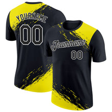 Laden Sie das Bild in den Galerie-Viewer, Uksn Individuelles Schwarz Hellgelb-Weiß 3D Esports Funktions-T-Shirt
