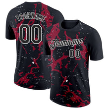 Laden Sie das Bild in den Galerie-Viewer, Uksn Individuelles Schwarz Kardinalrot-Weiß 3D Esports Funktions-T-Shirt
