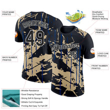 Laden Sie das Bild in den Galerie-Viewer, Uksn Individuelles Schwarz Vegas-Gold-US Marineblau 3D Esports Funktions-T-Shirt
