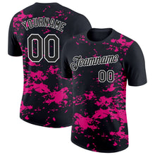 Laden Sie das Bild in den Galerie-Viewer, Uksn Individuelles Schwarz Hot Pink-Weiß 3D Esports Funktions-T-Shirt

