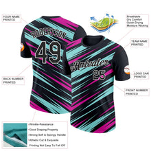Laden Sie das Bild in den Galerie-Viewer, Uksn Individuelles Schwarz Eisblau-Dunkelrosa 3D Esports Funktions-T-Shirt
