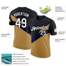 Laden Sie das Bild in den Galerie-Viewer, Uksn Individuelles Schwarz Altgold-Marineblau 3D Esports Funktions-T-Shirt
