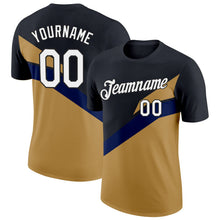 Laden Sie das Bild in den Galerie-Viewer, Uksn Individuelles Schwarz Altgold-Marineblau 3D Esports Funktions-T-Shirt
