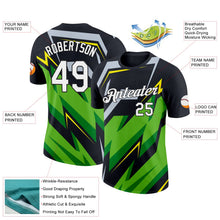 Laden Sie das Bild in den Galerie-Viewer, Uksn Individuelles Schwarz Aurora-Grün Silber-Hellgelb 3D Esports Funktions-T-Shirt
