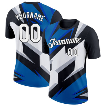Uksn Individuelles Schwarz Weiß-Blau 3D Esports Funktions-T-Shirt