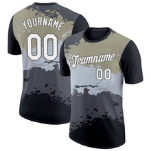 Laden Sie das Bild in den Galerie-Viewer, Uksn Individuelles Schwarz Stahlgrau-Silber 3D Esports Funktions-T-Shirt

