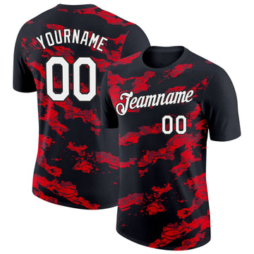 Uksn Individuelles Schwarz Weiß-Feuerrot 3D Esports Funktions-T-Shirt