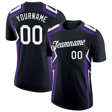 Uksn Individuelles Schwarz Weiß-Violett 3D Esports Funktions-T-Shirt