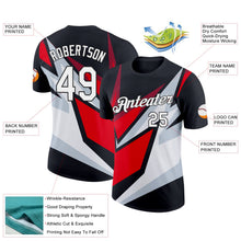 Laden Sie das Bild in den Galerie-Viewer, Uksn Individuelles Schwarz Rot-Silber 3D Esports Funktions-T-Shirt
