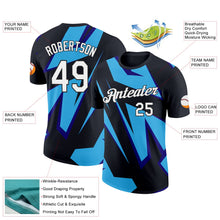Laden Sie das Bild in den Galerie-Viewer, Uksn Individuelles Schwarz Himmelblau-Dunkelviolett 3D Esports Funktions-T-Shirt
