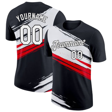 Uksn Individuelles Schwarz Weiß-Feuerrot 3D Esports Funktions-T-Shirt