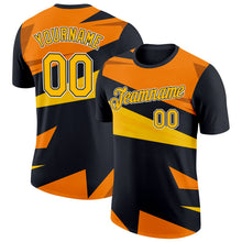 Laden Sie das Bild in den Galerie-Viewer, Uksn Individuelles Schwarz Gold-Orange 3D Esports Funktions-T-Shirt
