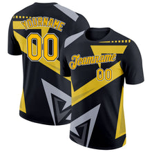 Laden Sie das Bild in den Galerie-Viewer, Uksn Individuelles Schwarz Gold-Grau 3D Esports Funktions-T-Shirt
