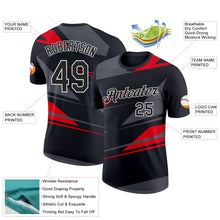 Laden Sie das Bild in den Galerie-Viewer, Uksn Individuelles Schwarz Stahlgrau-Feuerrot 3D Esports Funktions-T-Shirt
