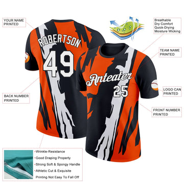 Uksn Individuelles Schwarz Weiß-Orange 3D Esports Funktions-T-Shirt