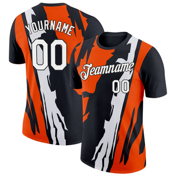 Uksn Individuelles Schwarz Weiß-Orange 3D Esports Funktions-T-Shirt