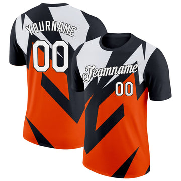 Uksn Individuelles Schwarz Weiß-Orange 3D Esports Funktions-T-Shirt
